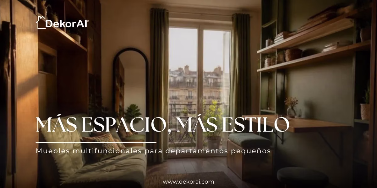Más espacio, más estilo: living pequeño con sofá cama, repisas flotantes, escritorio abatible y puf con guardado junto a un balcón