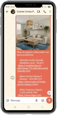 Comparte el resultado y links de los productos por Whatsapp